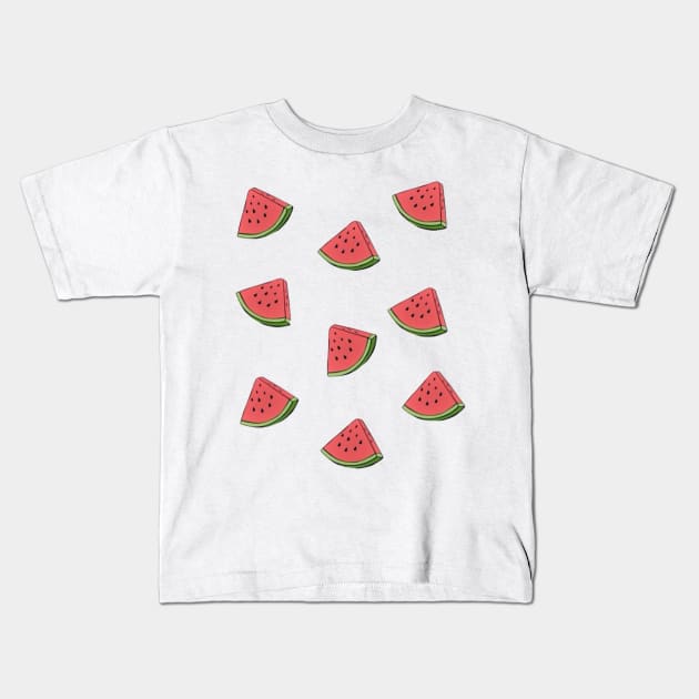 watermelon slices pattern Kids T-Shirt by Kajieno